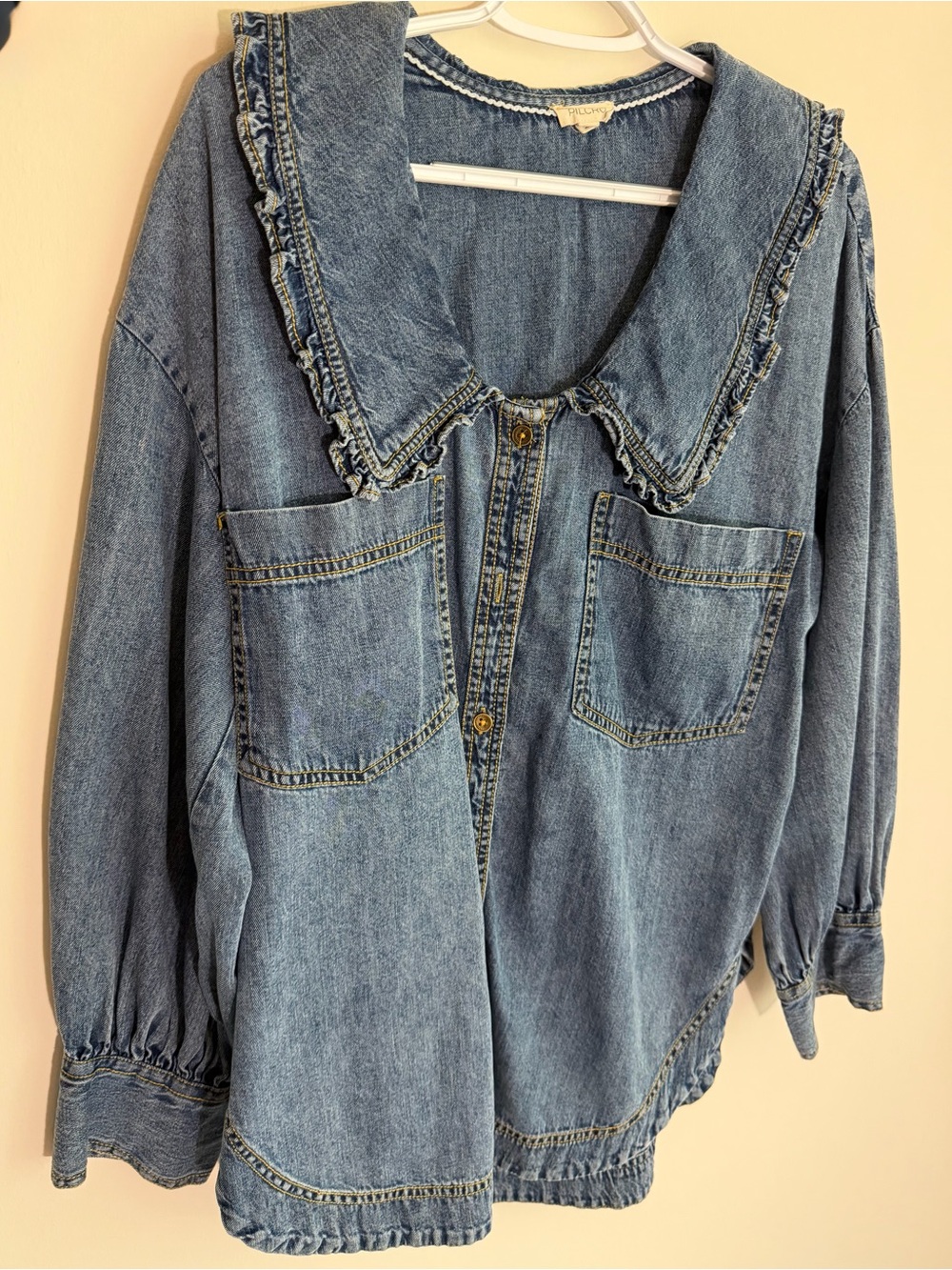 Pilcro Denim Button-Front Shirt Jacket in Light Blue